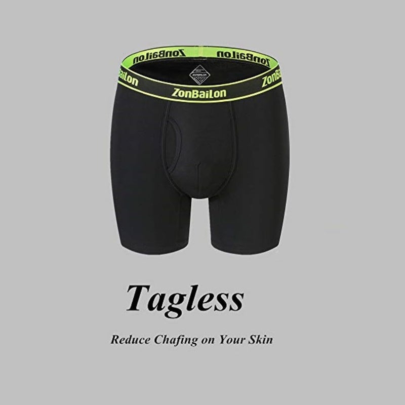 ZONBAILON Boxer Briefs for Men Pack Comfortable Soft Stretch No Ride 6 Inch Long Leg Breathable Bamboo Viscose Underwear Size XL X-Large 40-42 - Image 4